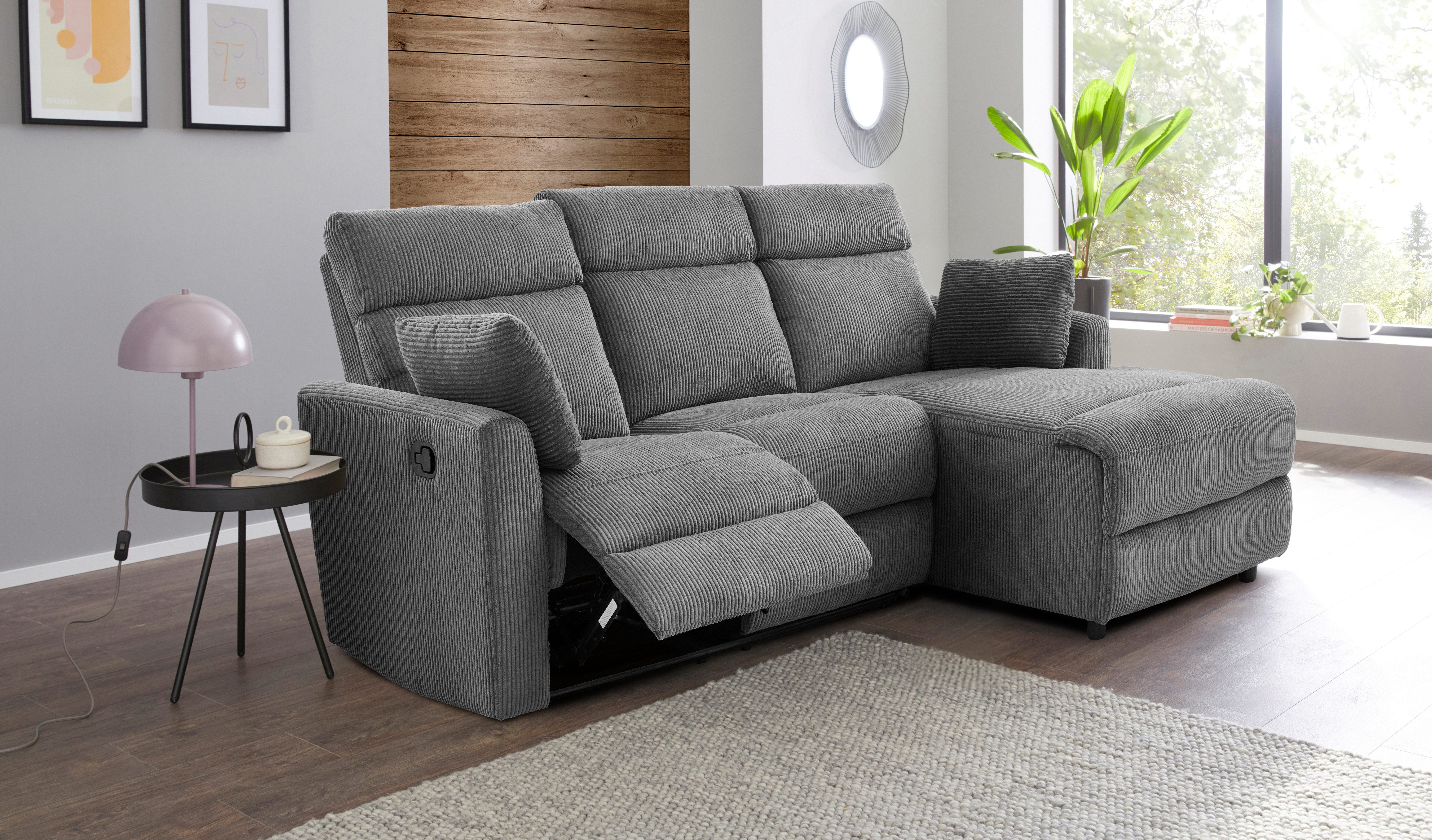 OTTO home Ecksofa JENNA, L-Form, 236cm, manuelle u. elektrische Funktion, mit USB A/C, Liegefunktion 105°-150°, Federkern, in Struktur fein …