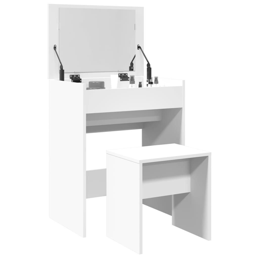 vidaXL Schminktisch Schminktisch mit Hocker Weiß 60x40x113,5 cm (1-St)