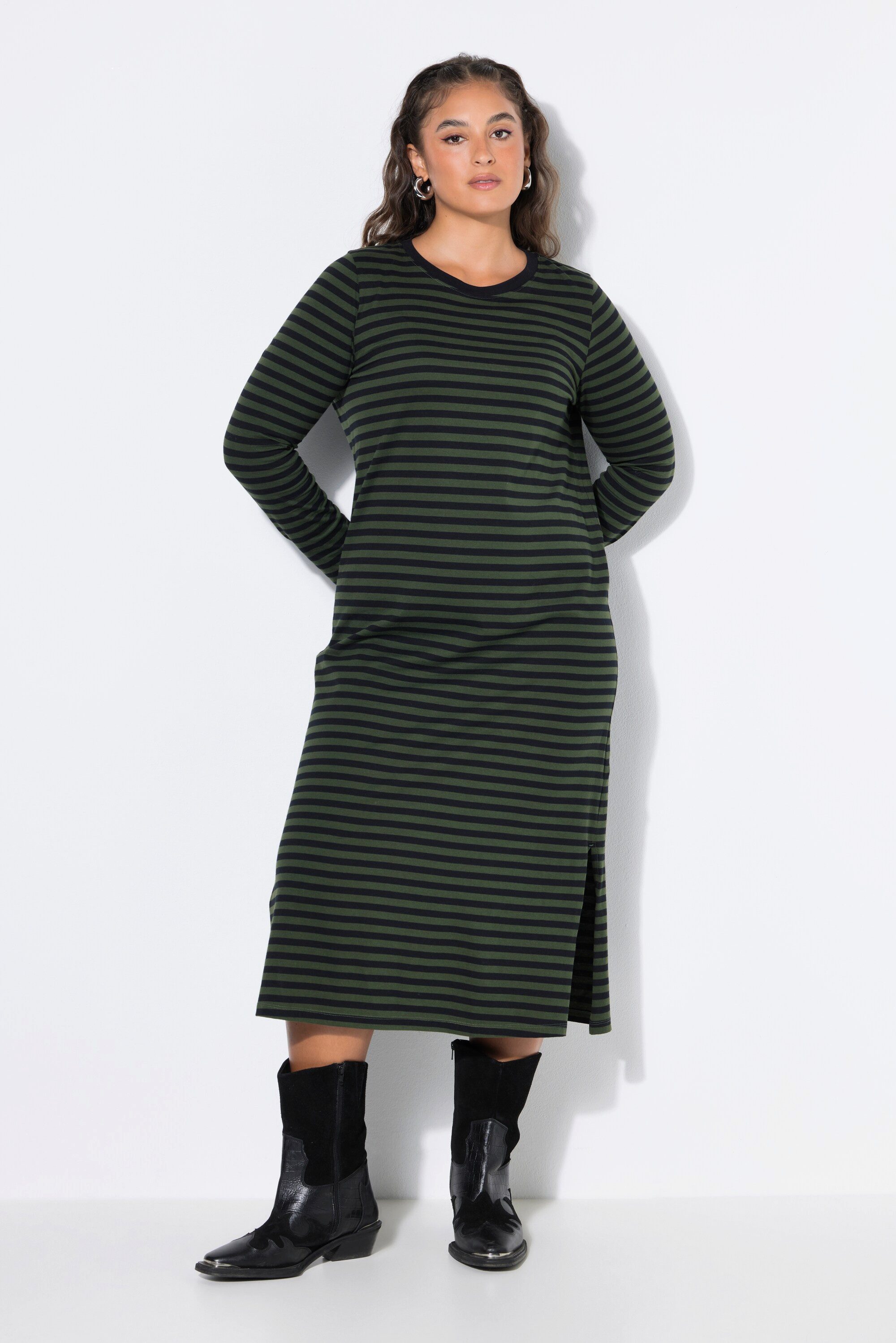 Studio Untold Jerseykleid Maxikleid Jersey mit Ringeln Langarm