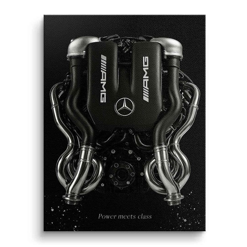 DOTCOMCANVAS® Leinwandbild Mercedes V8 Engine, Leinwandbild Mercedes V8 engine Wandbild Kunstdruck