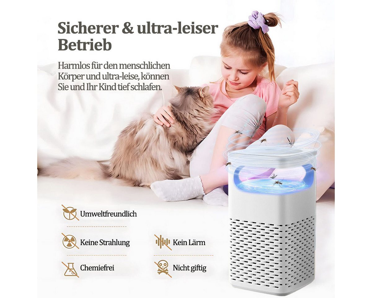 Thumbnail - ZEUOPQ Insektenvernichter Insektenfalle 360° Lichtwellen Mückenfang Inhalationsfalle Geräuschlos, Geräuscharm,energiespa...