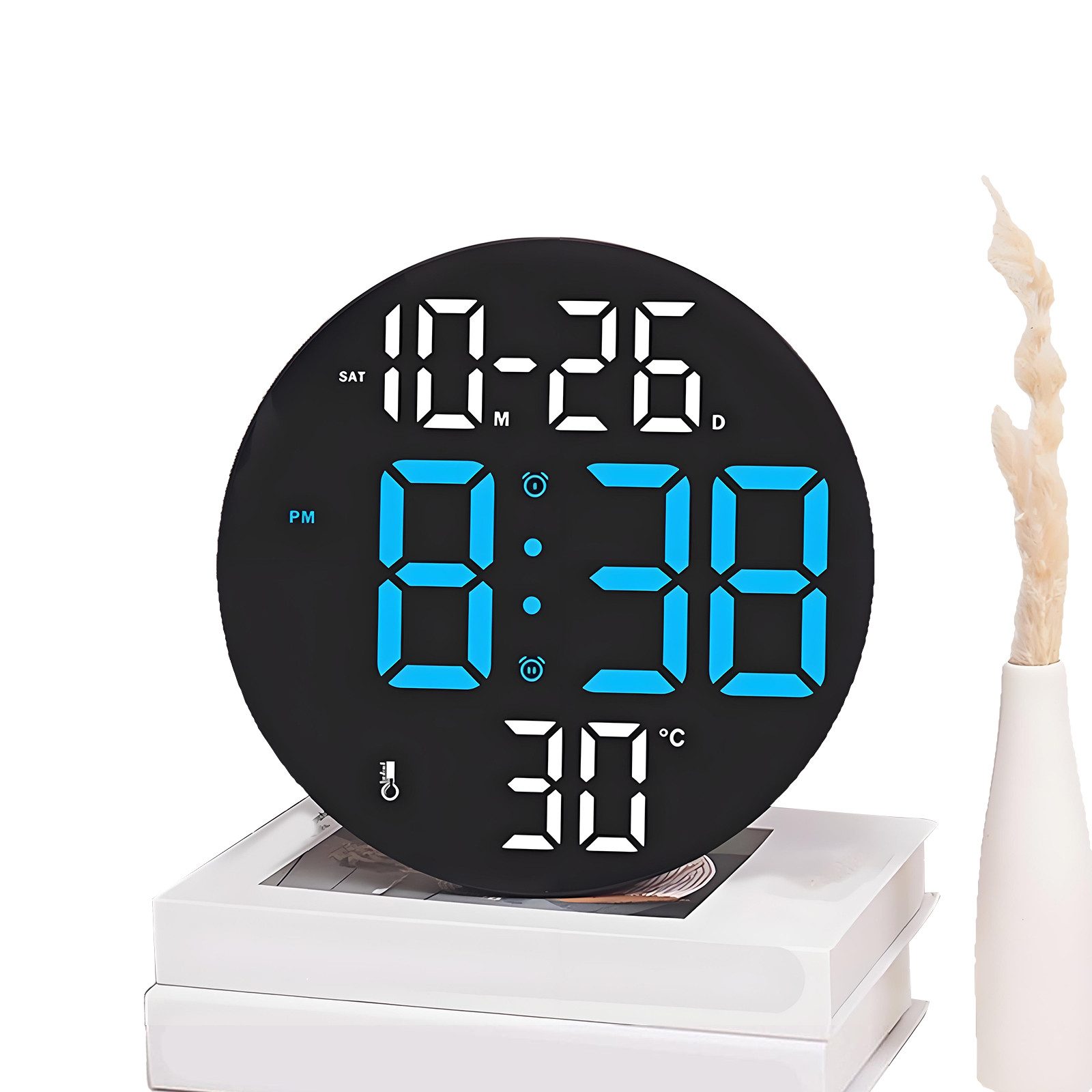 OKWISH Wanduhr 23CM LED Digitale Wandwecker Küchenuhr Tischuhr (mit Fernbed günstig online kaufen