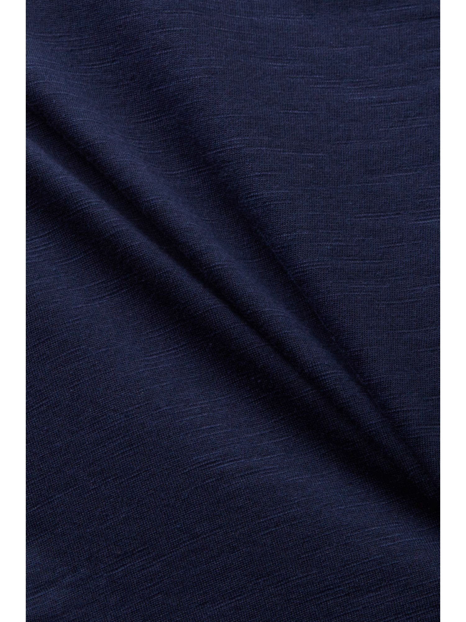 U-Ausschnitt mit T-Shirt und Esprit NAVY T-Shirt Slub-Struktur (1-tlg)