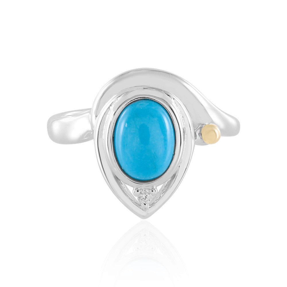 Cavill Goldring Cavill Damenring 4,10 ct Sleeping Beauty Türkis 925 Silber 14K Gold (1-tlg)