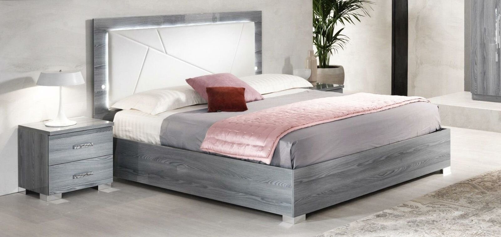 JVmoebel Bett Modern Bettten Grau Bett Italienisch Doppelbett Schlafzimmer SOFORT (1-tlg., Bett), Made in Italy | Bettgestelle