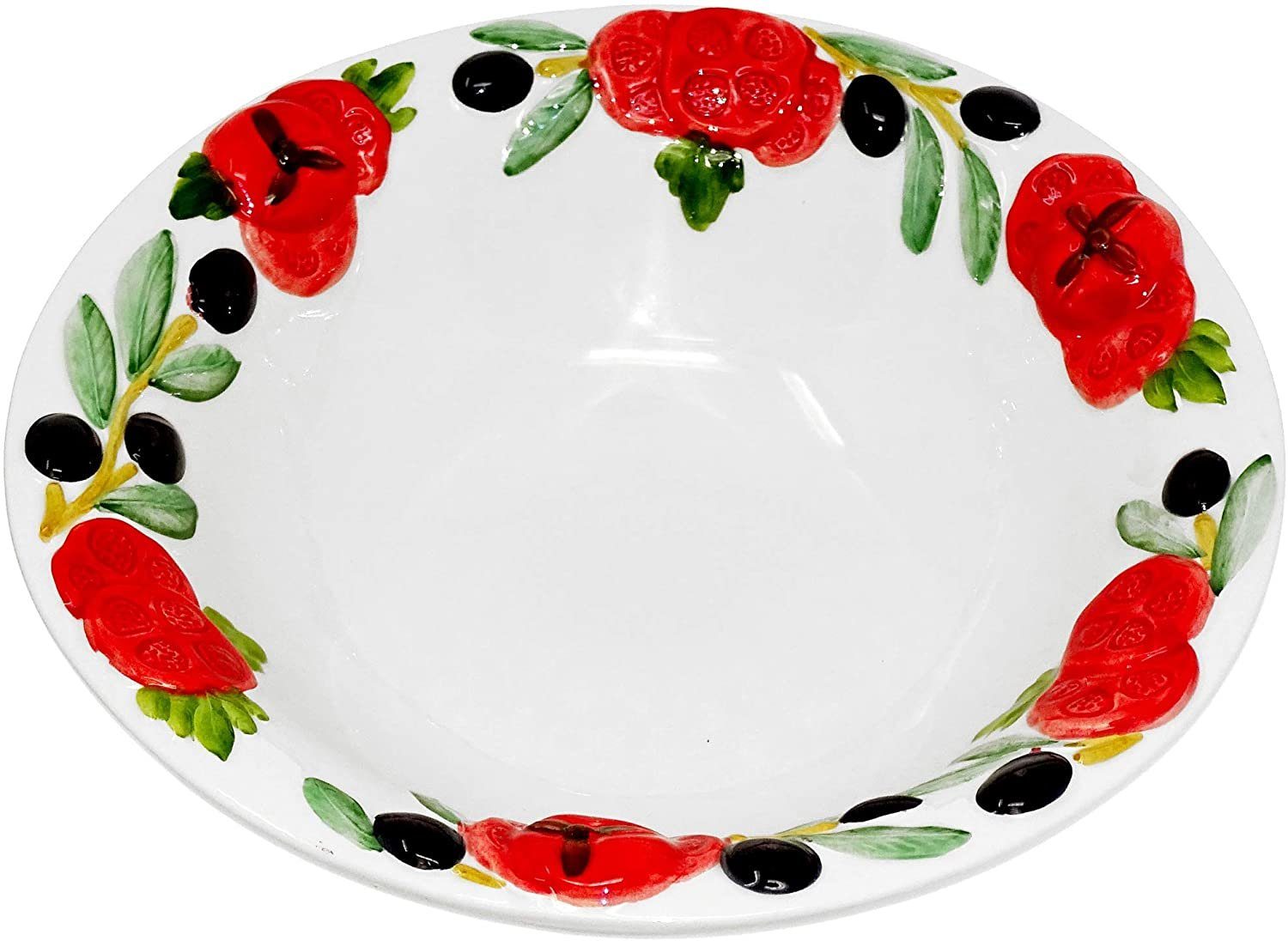 Lashuma Obstschale Tomate Olive, Keramik, (1-tlg), Pasta Schüssel rund Ø 27 mit Relief Dekor