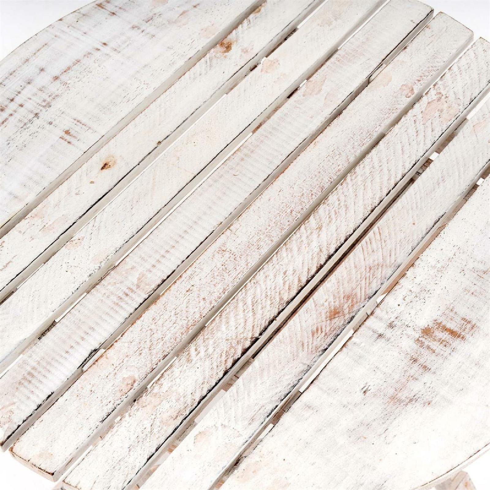 VCM Gartentisch Balkontisch geflammt H. 60 x B. 50 x T. 50 cm, Klapptisch, Holz geflammt rund Ø 50cm