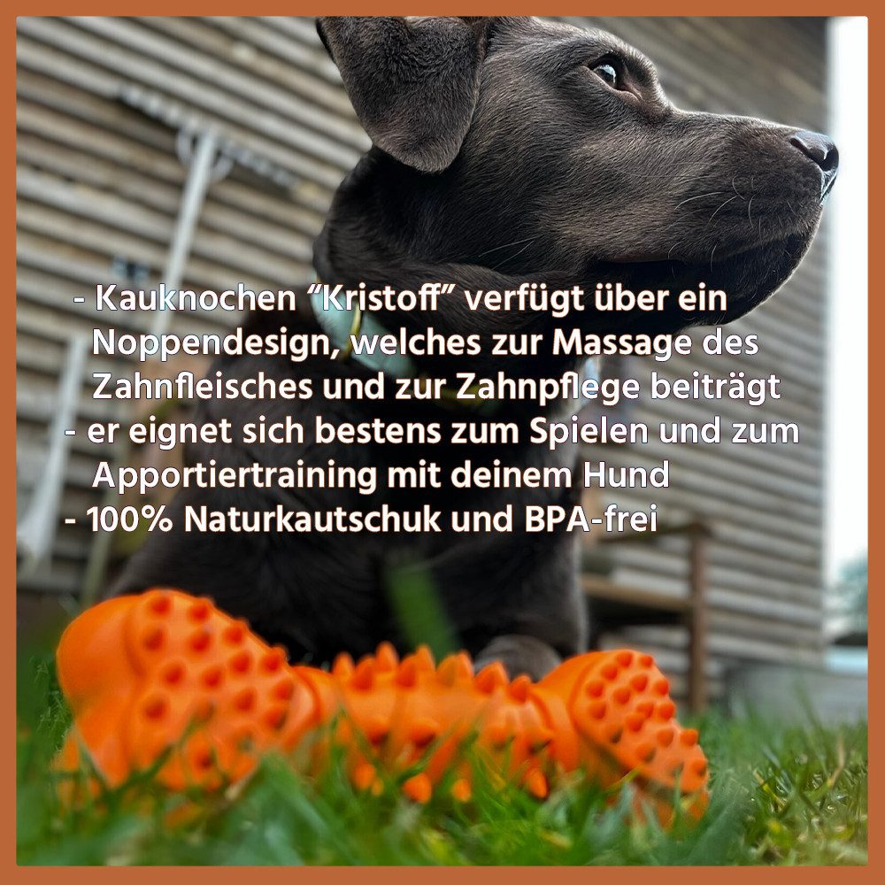 Wildfang Kauspielzeug Kauspielzeug Quietschknochen "Kristoff" - 100% Naturkautschuk