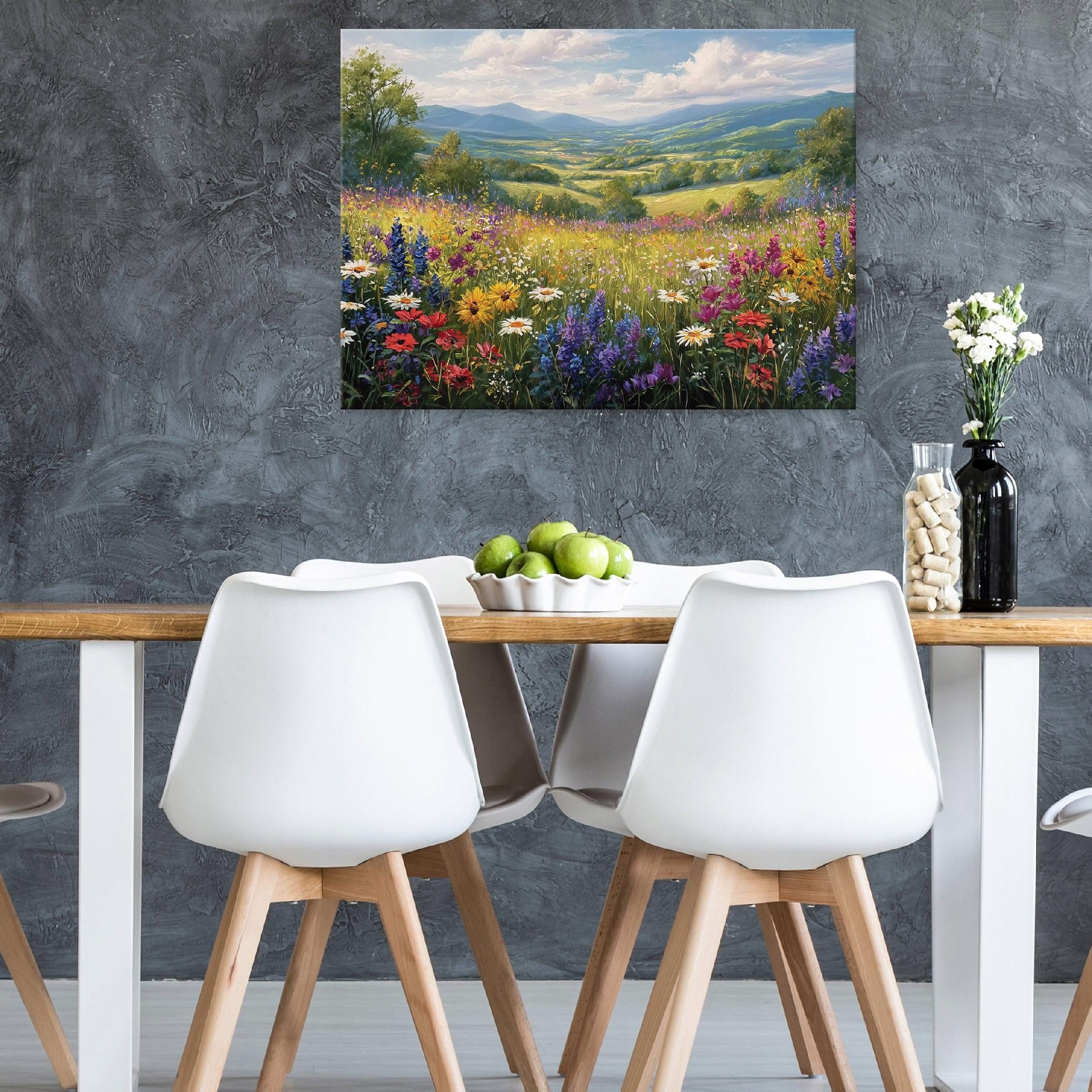 Wallarena Leinwandbild Landschaft Wiese - Grün - Elegant - Wohnzimmer, Landschaft, 40x30x2cm