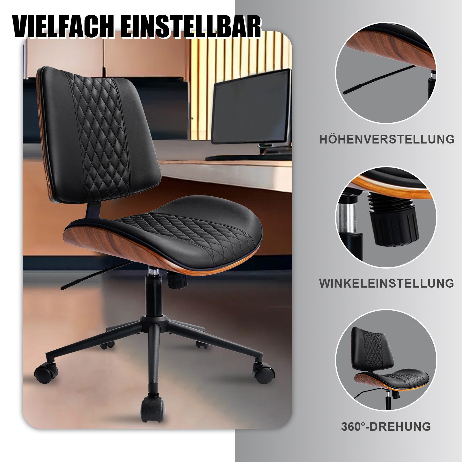 Durrafy Drehstuhl,Bürostuhl ohne Armlehnen,drehstuhl, bürostuhl, moderner günstig online kaufen