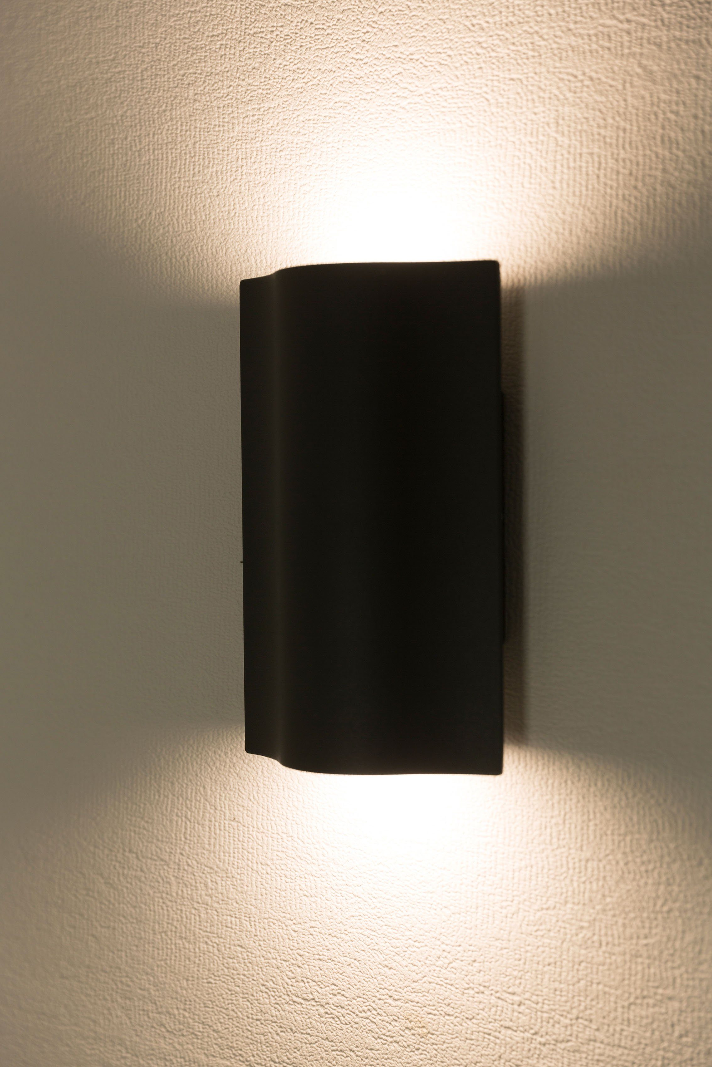 HEITRONIC LED Warmweiß, fest LED integriert, unten Wandleuchte oben Lichtaustritt Außenlampe, Laola, und Wandlampe
