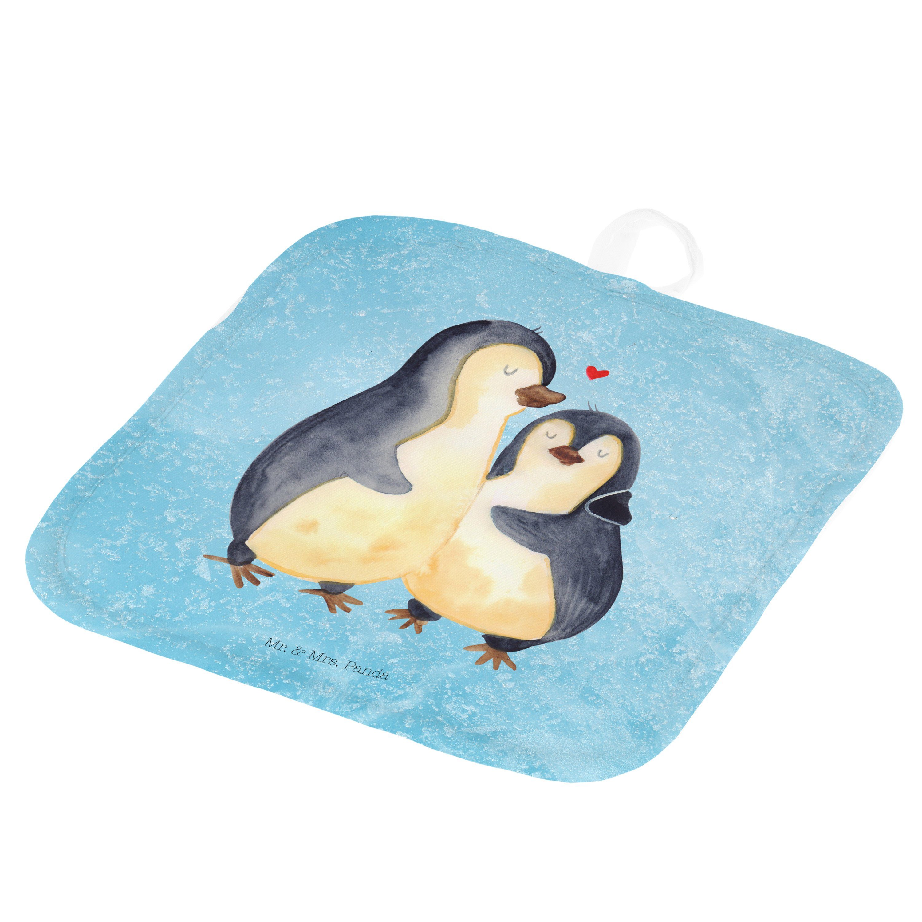 Mrs. - & Pinguin verliebt, (1-tlg) Topflappen Verlobung, Panda umarmend Geschenk, Mr. Umarmung Eisblau -