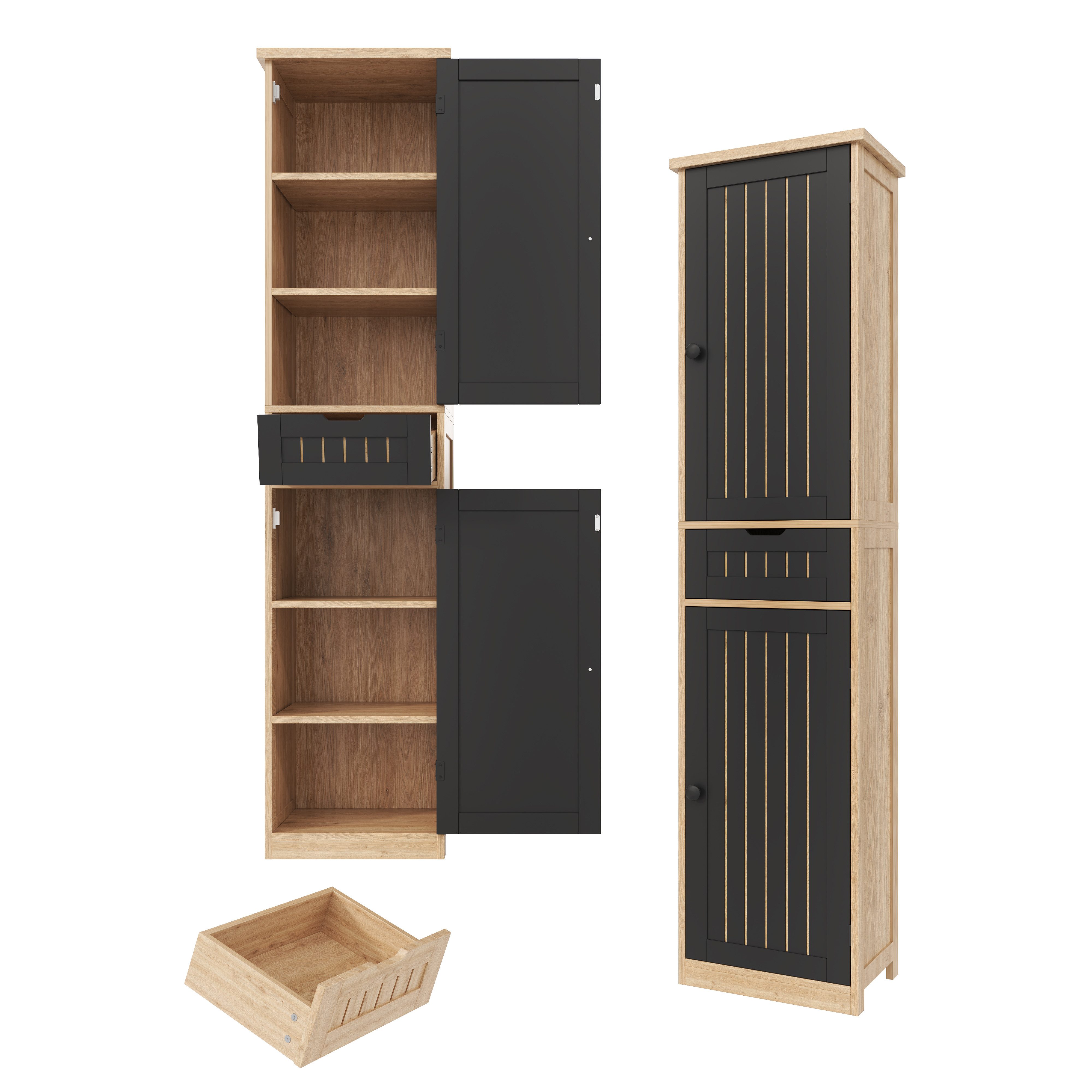 ANYSUN Hochschrank Schmaler Schrank mit Türen,Schublade,Mehrzweckschrank Küche (1-St., Einzelstück) Küchenschrank mit Verstellbare Regalböden für Esszimmer,170×40×30 cm