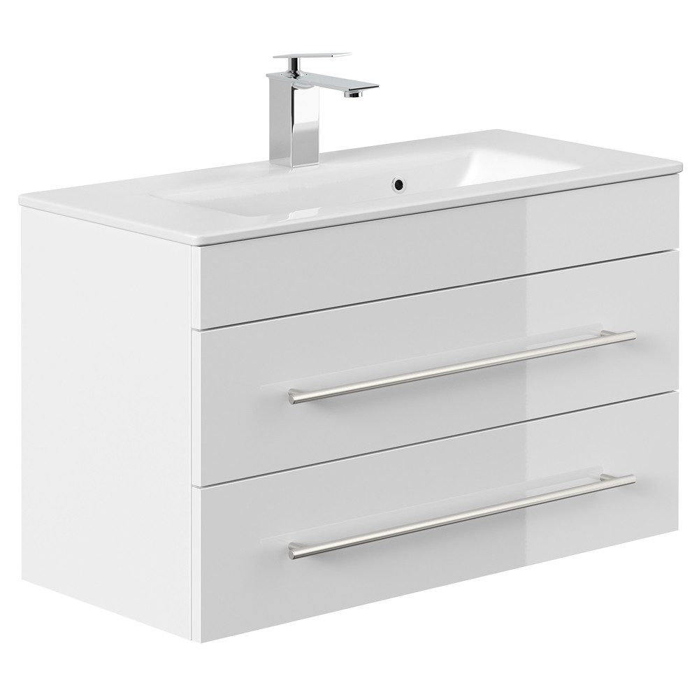 Lomadox Waschtisch PALMIRA-02, 80 cm breit, weiß, geringe Tiefe, Keramik Waschbecken