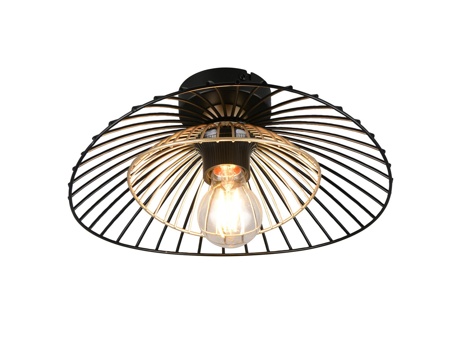 Reality Leuchten LED Deckenleuchte mit Gitter Lampenschirm Metall Ø 30cm, Dimmfunktion, LED wechselbar, warmweiß, klein-e ausgefallene besondere Designer Lampen Wohnzimmer