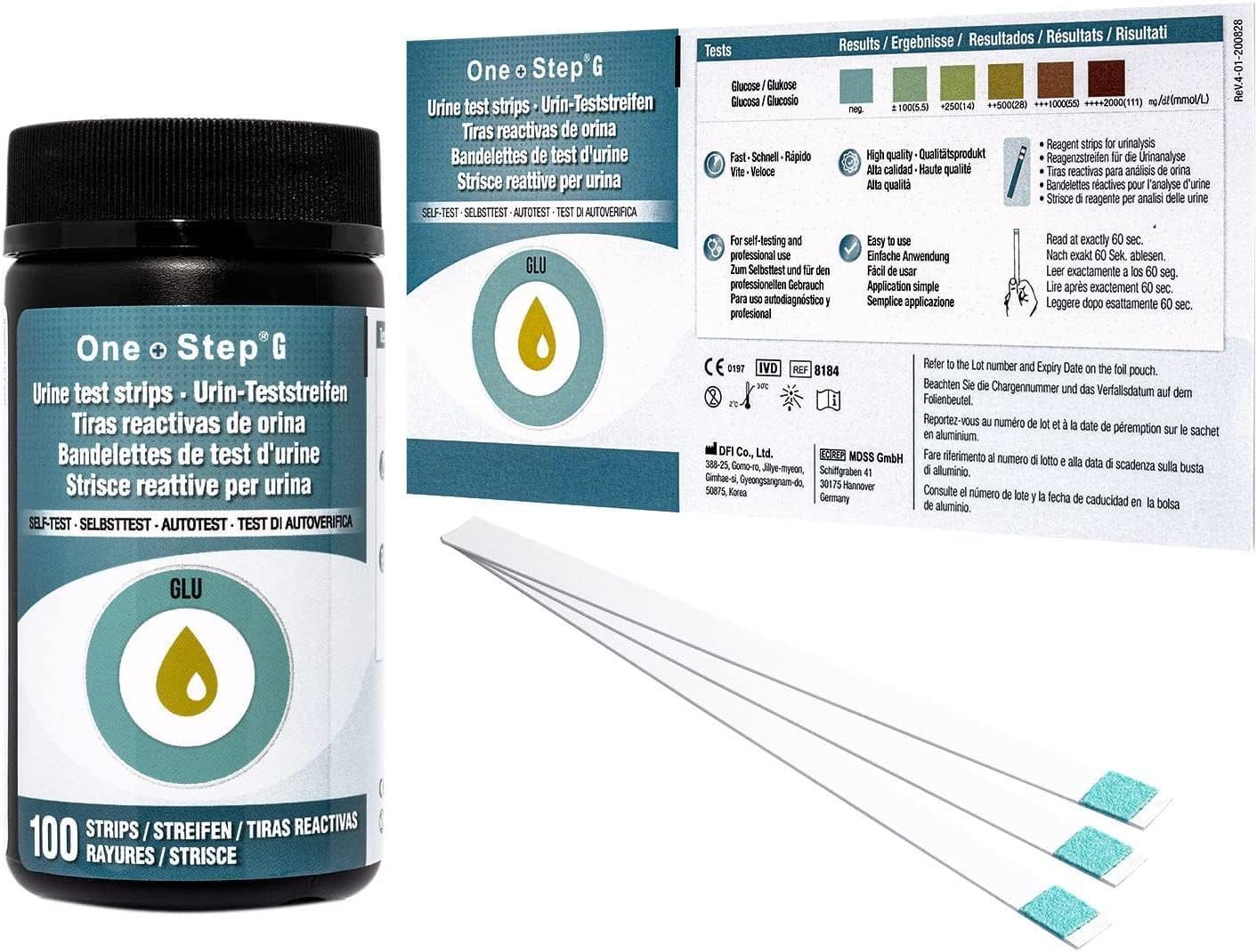 One+Step Blutzucker-Teststreifen - Glukose Teststreifen - Schnelltest für zu Hause, 100-tlg.