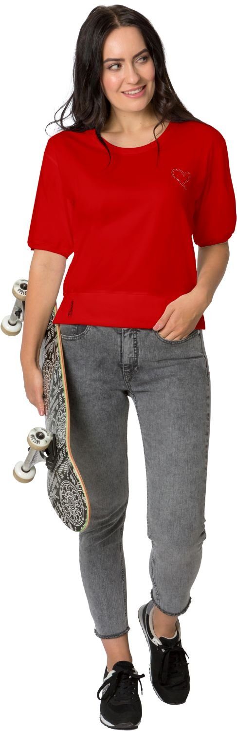 Gio Milano T-Shirt G26-1100 seitliche Schlitze, Logo als rot Strassapplikation