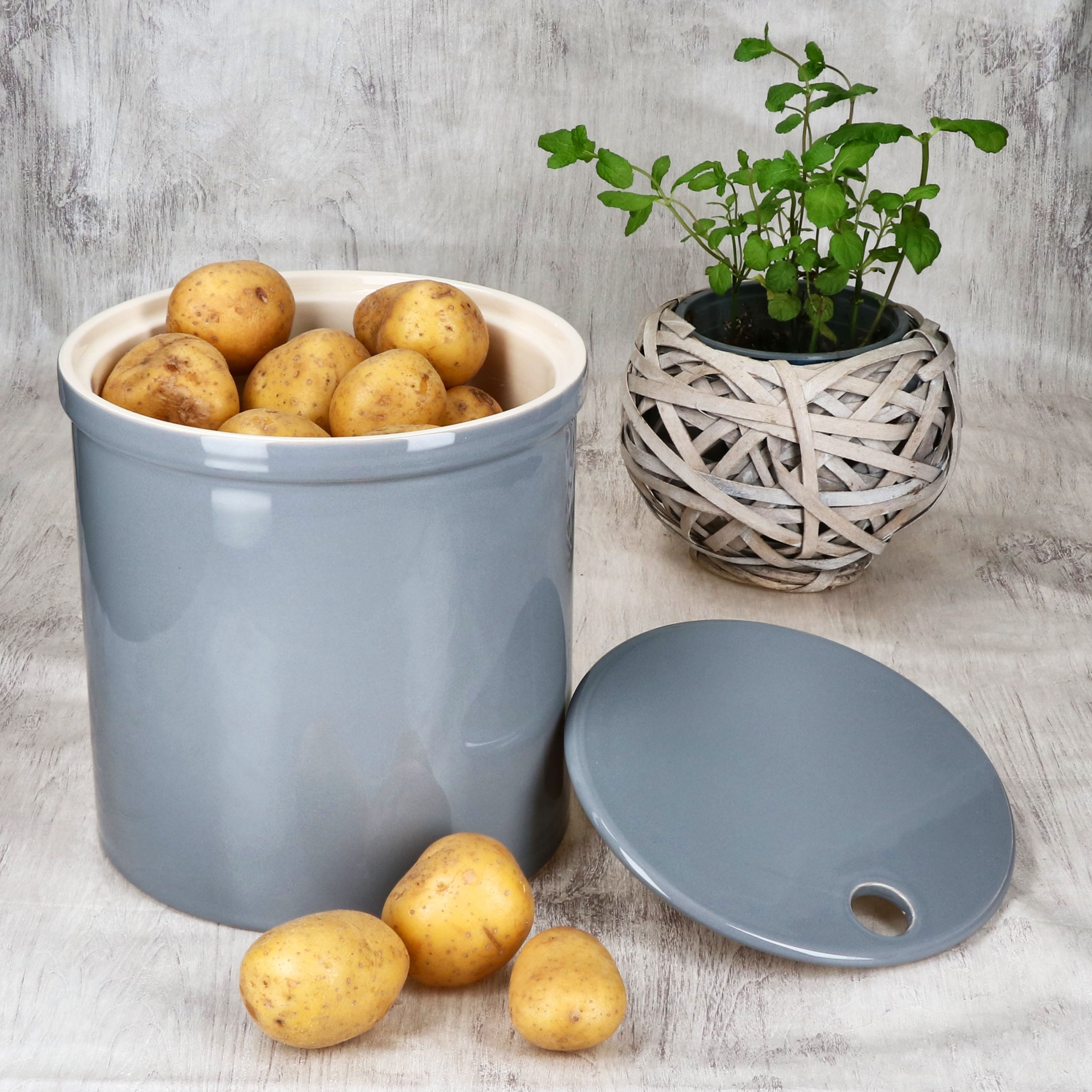 MamboCat Vorratsglas Oskar Vorratsdose Grau Kartoffeltopf mit Deckel Aufbewahrungsbox Ton, Ton – Bild 3 von 5
