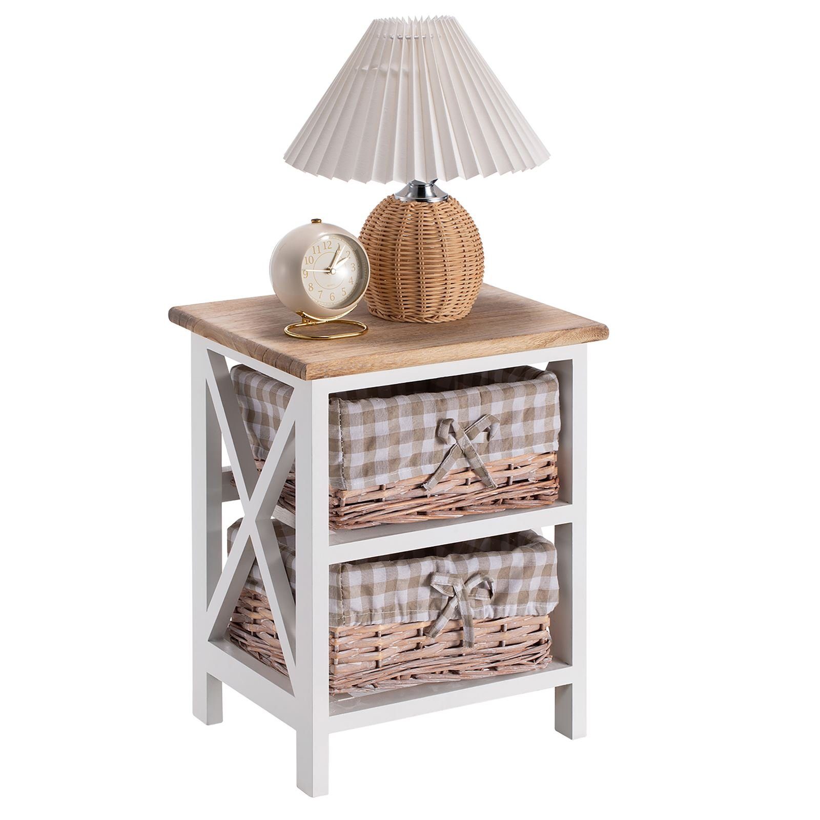 CARO-Möbel Nachtkommode PERUGIA, Nachttisch Nachtschrank Nachtkommode Konsole in weiß Landhausstil mit