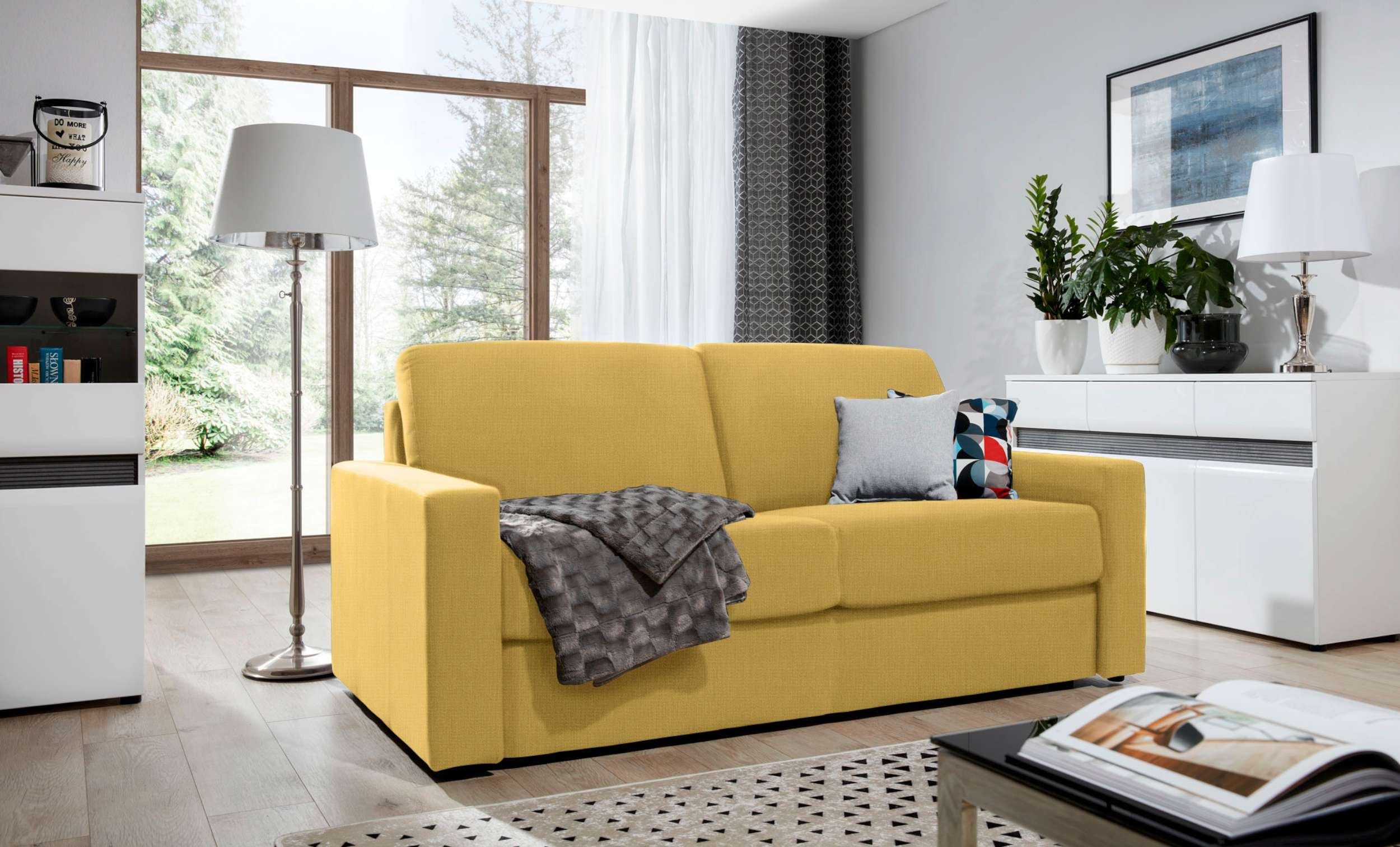 Stylefy 3-Sitzer Frieda, Sofa, 2-Sitzer, mit Bettfunktion, frei im Raum stellbar, Schaumstoff T18 und T28, Modern Design