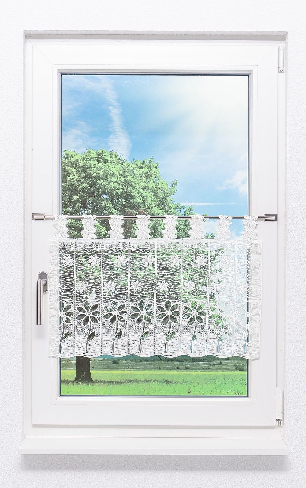 Plauener Spitze® Scheibengardine Blüte, (1 St), günstig online kaufen