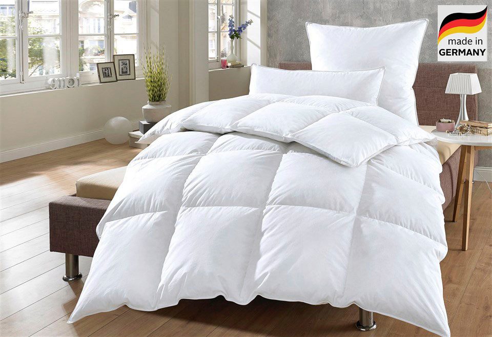 OTTO home Daunenbettdecke + Kopfkissen Köniz, Bettdecke 135x200&155x220 cm mit 80x80 cm Kissen Made in Green, Füllung: Bettdecke 60% Daunen & 40% Federn, 2-tlg., Set mit Kissen, allergiker geeignet (Hausstauballergiker)