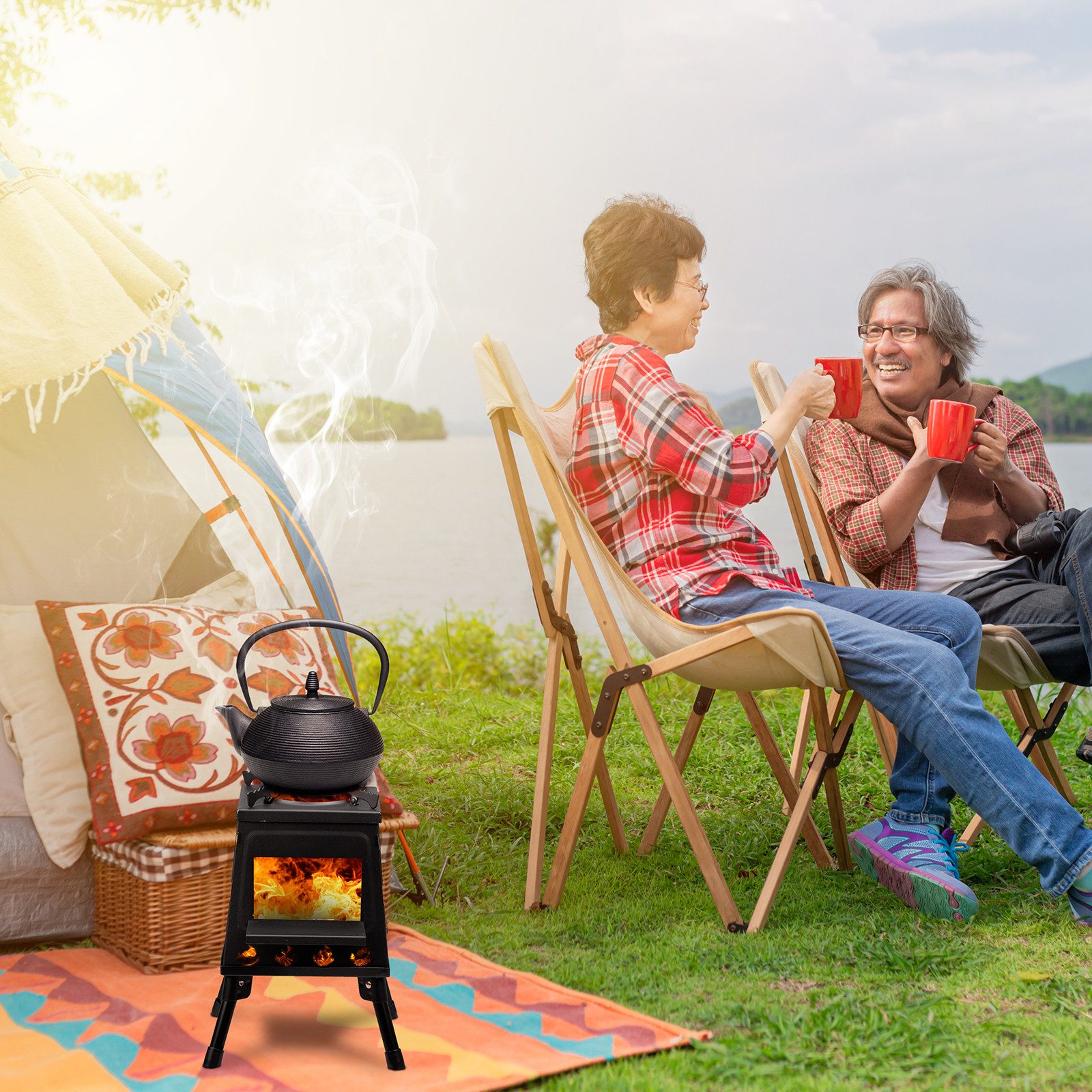 LALAHO Feuerstelle Zeltofen Campingzeltofen Camping Holzofen Gartenofen, Campingofen Werkstattofen Holzofeno outdoor kocher für Camping