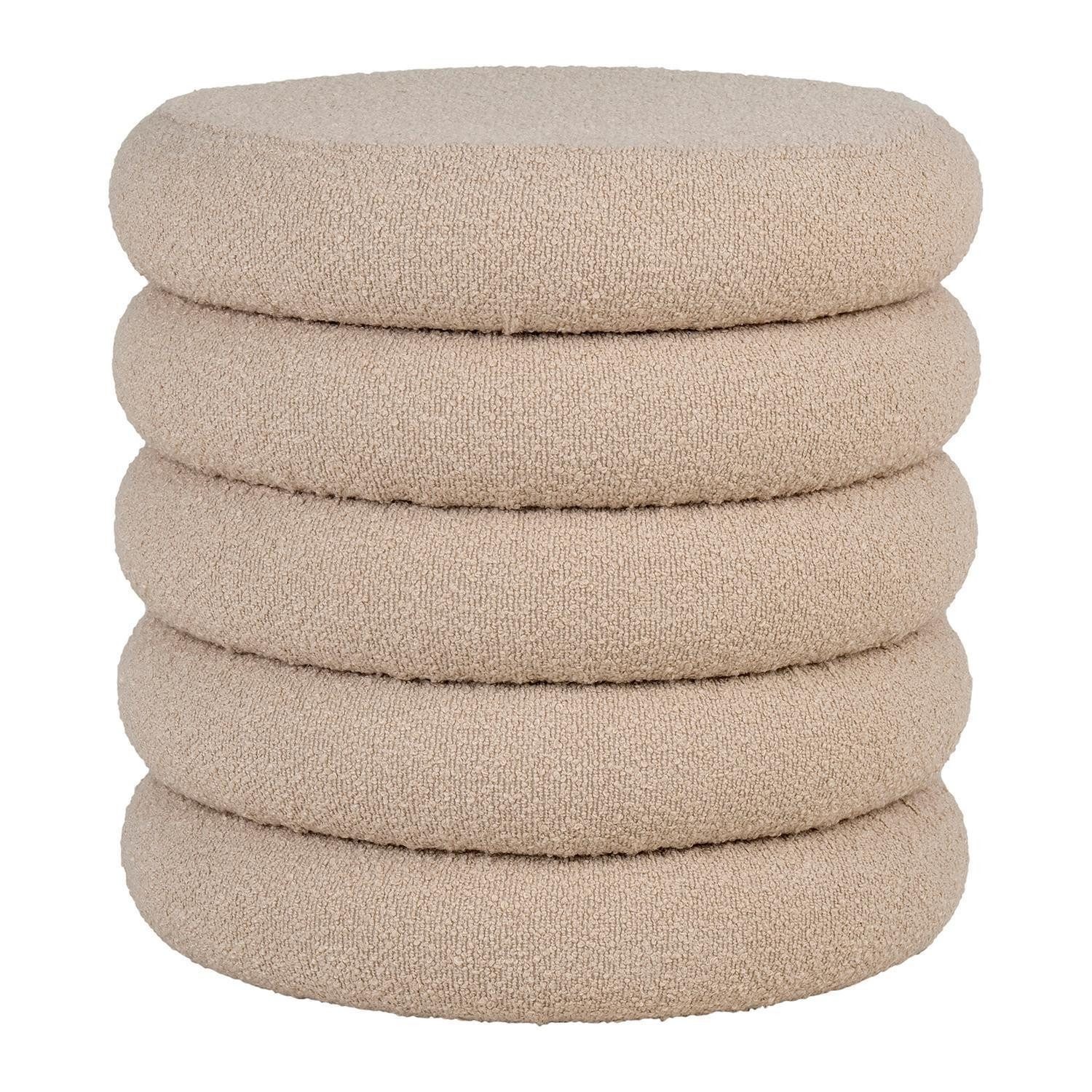 Polsterhocker BROOKLYN, Beige, Boucléstoffbezug, mit Stauraum