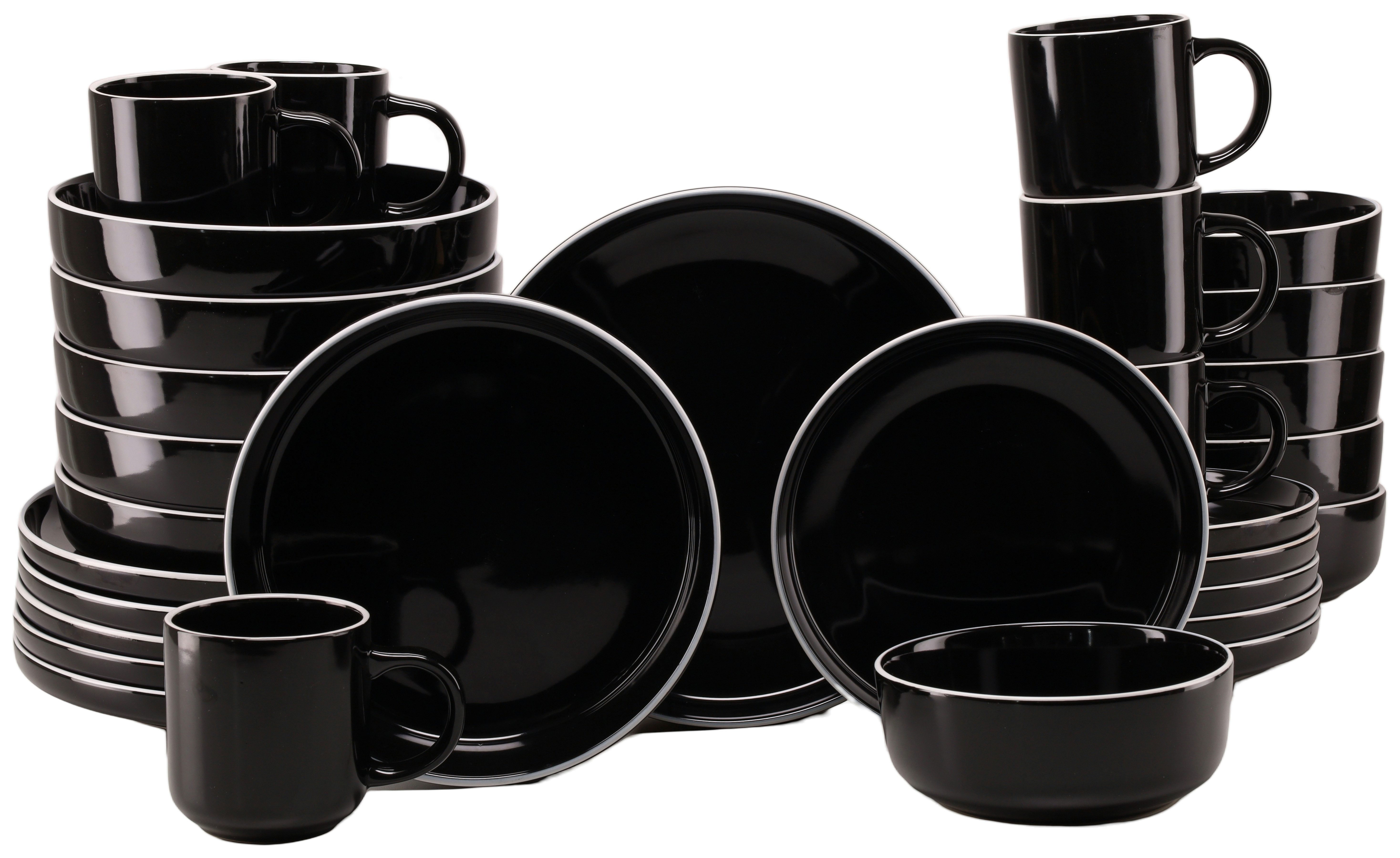 CreaTable Kombiservice Nordic Gourmet, Service 30-tlg. (30-tlg), 6 Personen, Steinzeug, Minimalistisches Design, Glänzende Glasur, Nordische Ästhetik