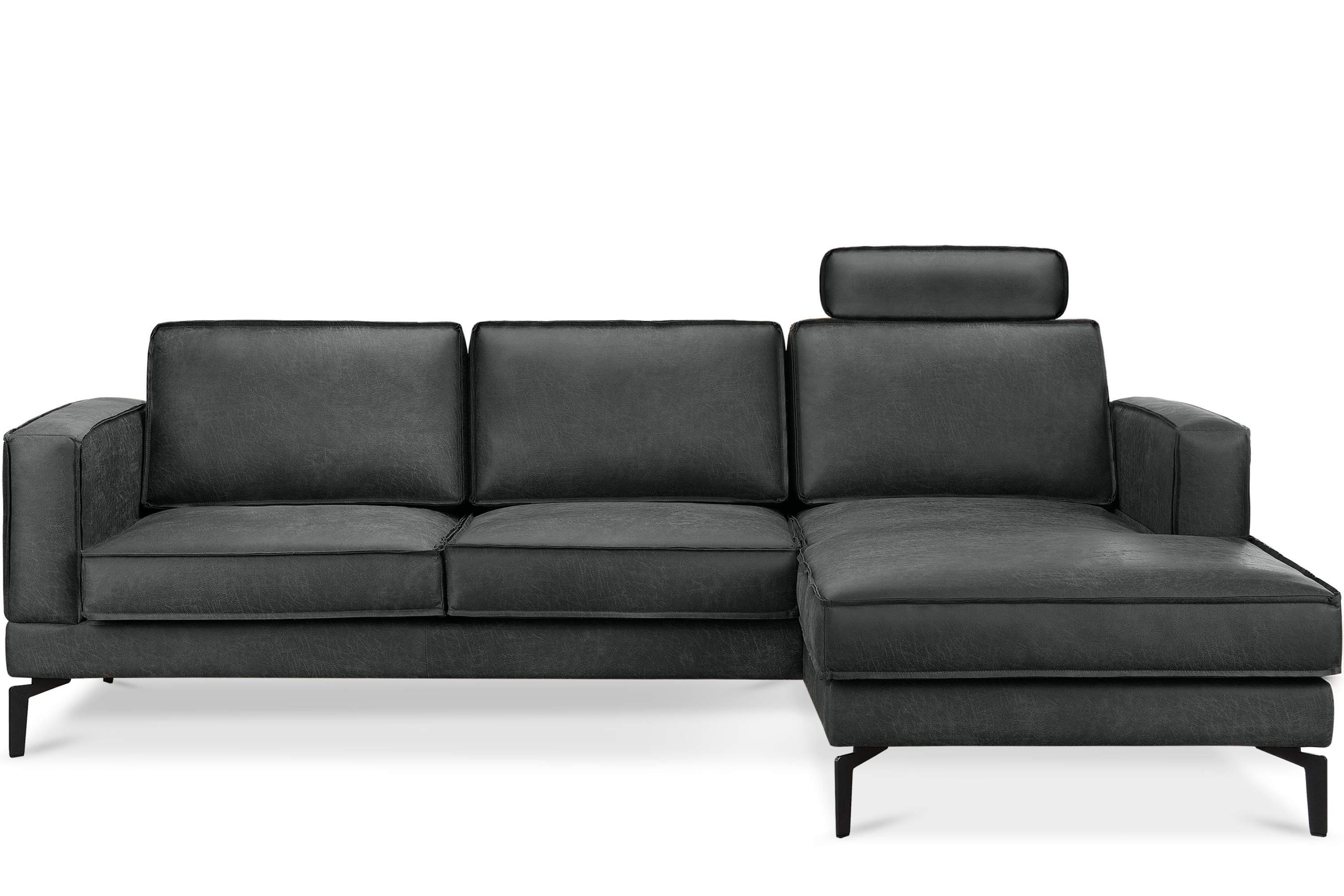 Konsimo Ecksofa ALTHA Ecksofa, anthrazit Design, anthrazit Beine, | zeitloses mane links hohe Kopfteilverstellung