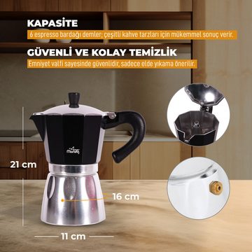 ANY MORNING Mokkamaschine Any Morning Herdkanne Espresso Aluminium Moka Kanne, Schwarz 240 ml