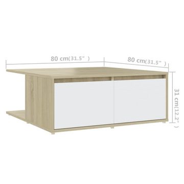 vidaXL Couchtisch Couchtisch Weiß und Sonoma-Eiche 80x80x31 cm Holzwerkstoff (1-St)