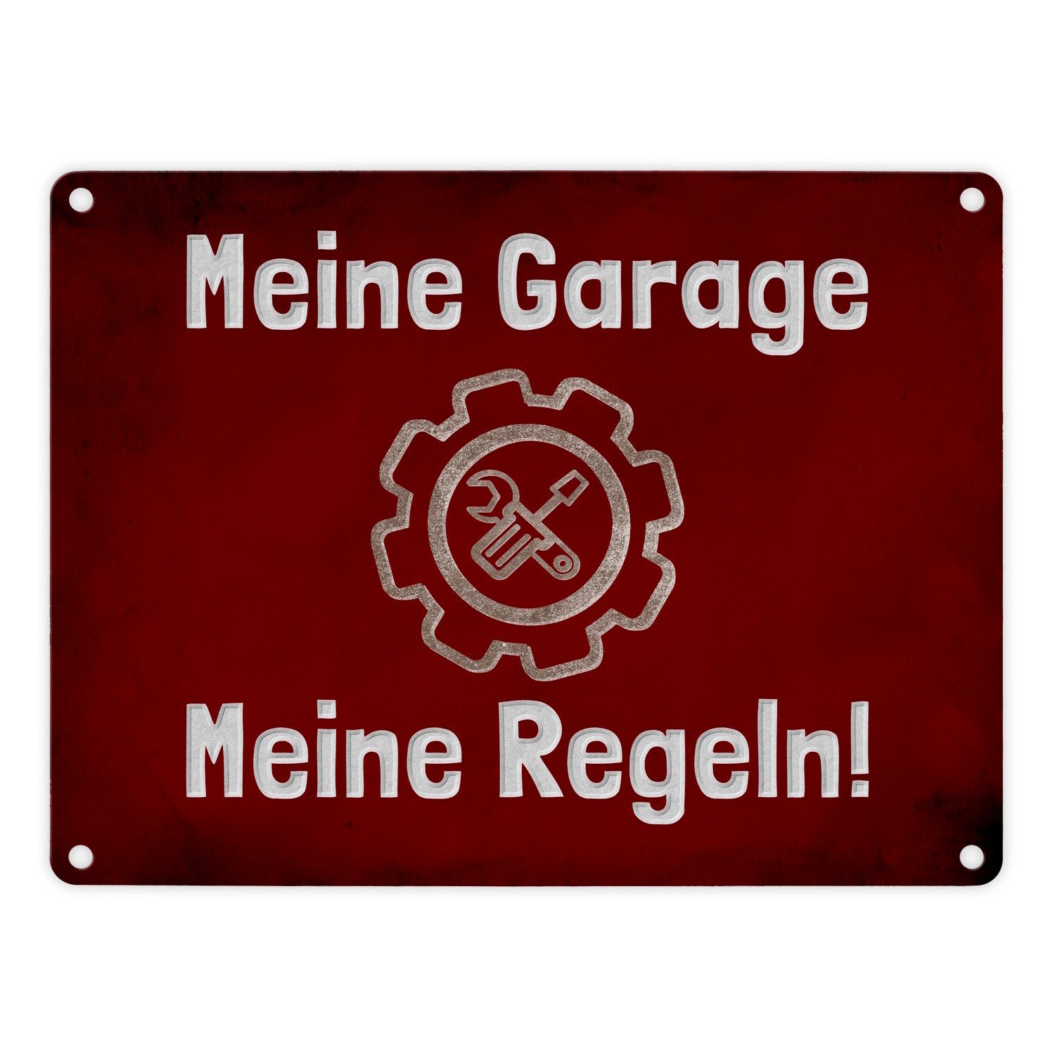 Metallschild Meine Garage Regeln! Metallschild in 15x20 cm mit Schrauber Emblem