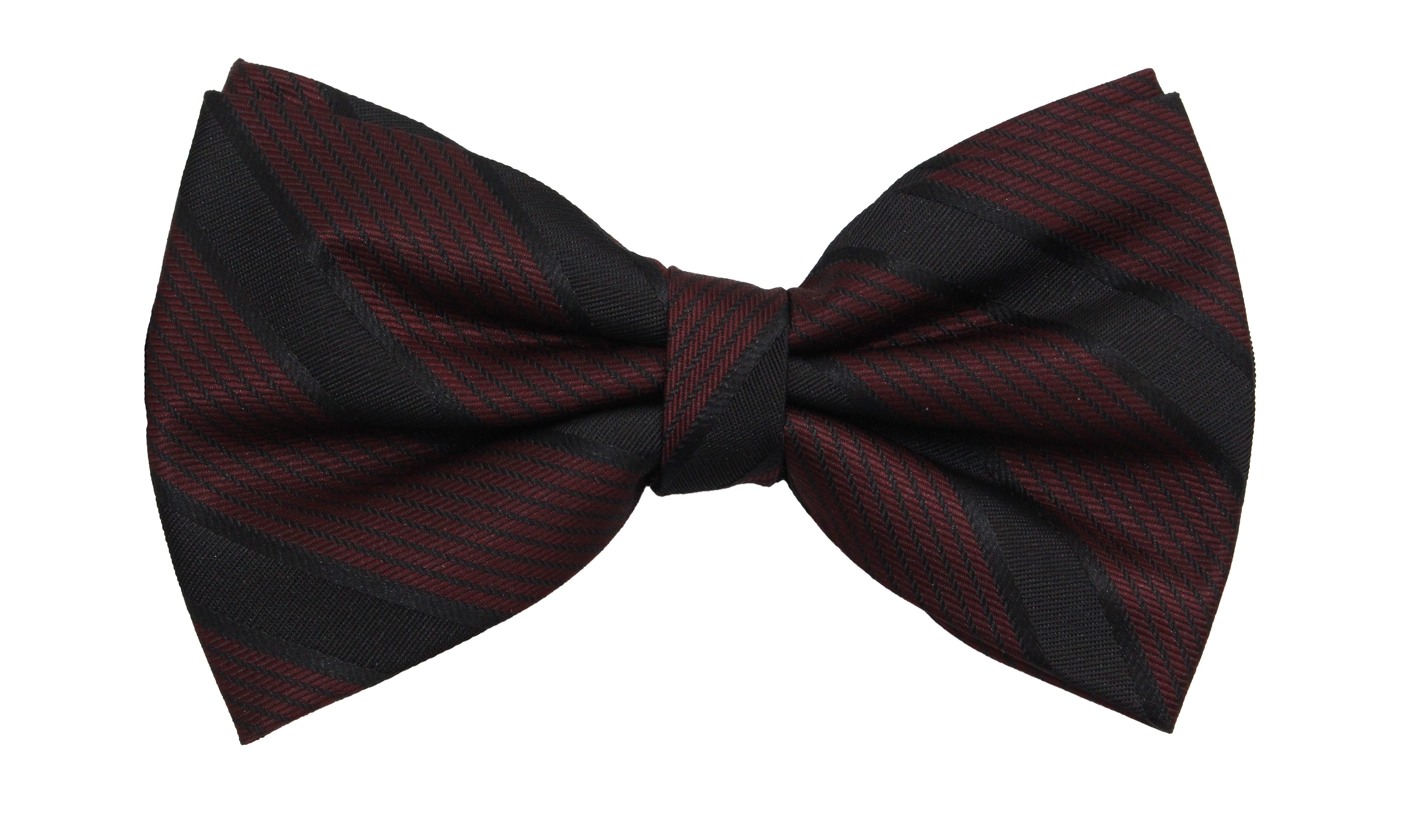 Fabio Farini Fliege Rote Herren Fliegen - Männer Querbinder Vorgebunden Bowtie (1-St., Gestreift) Streifen - Dunkelbraun - Chestnut/Schwarz