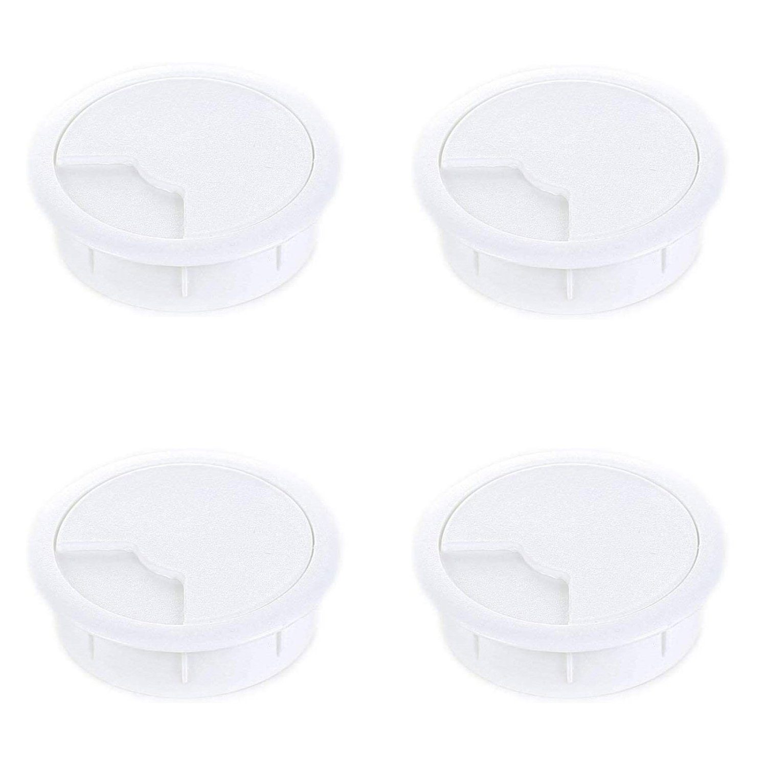 sossai® Kabelführung Schreibtisch Kabeldurchlass Ø60/Ø80mm in Weiß (4-St)