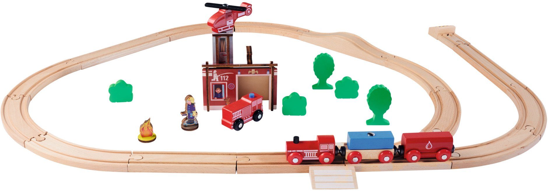 Spielzeug-Eisenbahn Feuerwehr, 33-tlg), Wald Eichhorn (Set, weltweit FSC®- Holzspielzeug, - schützt