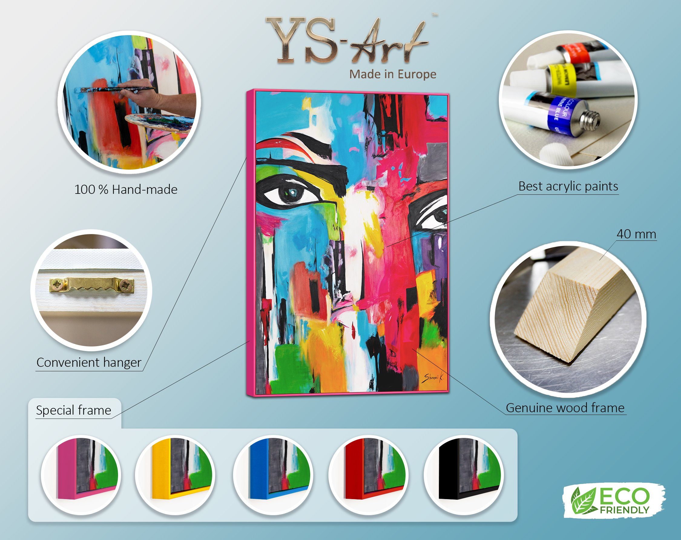 YS-Art Mit Rahmen Betrachtung, Rot Gemälde Abstraktion Verglaste in