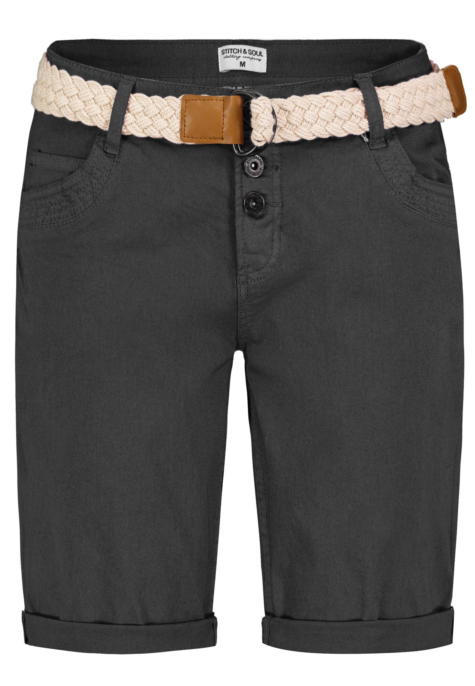 Stitch & Soul Bermudas Mit Gürtel und doppelten Gesäßtaschen Bermuda-Chino günstig online kaufen
