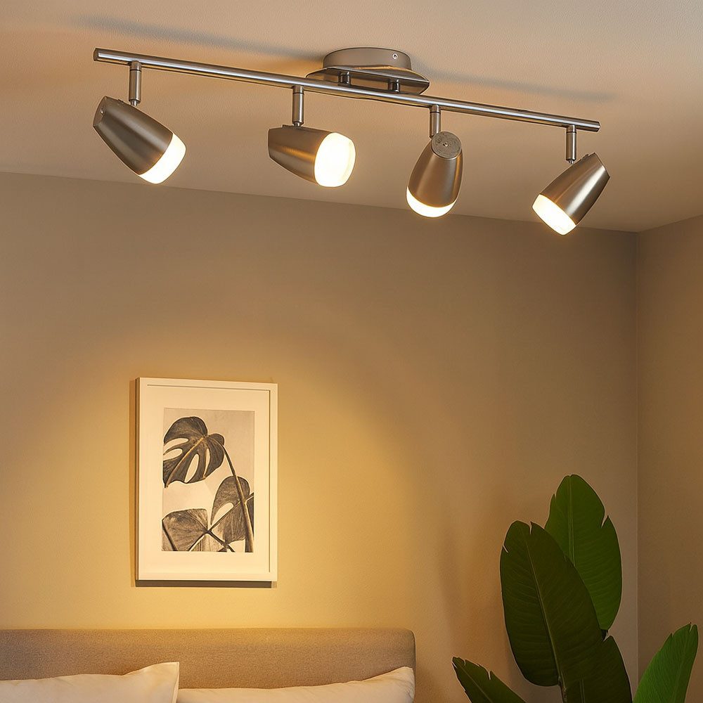 Esto LED Deckenleuchte, LED-Leuchtmittel fest verbaut, Warmweiß, Deckenlampe Deckenleuchte Spotleiste Spots beweglich Chrom klar LED