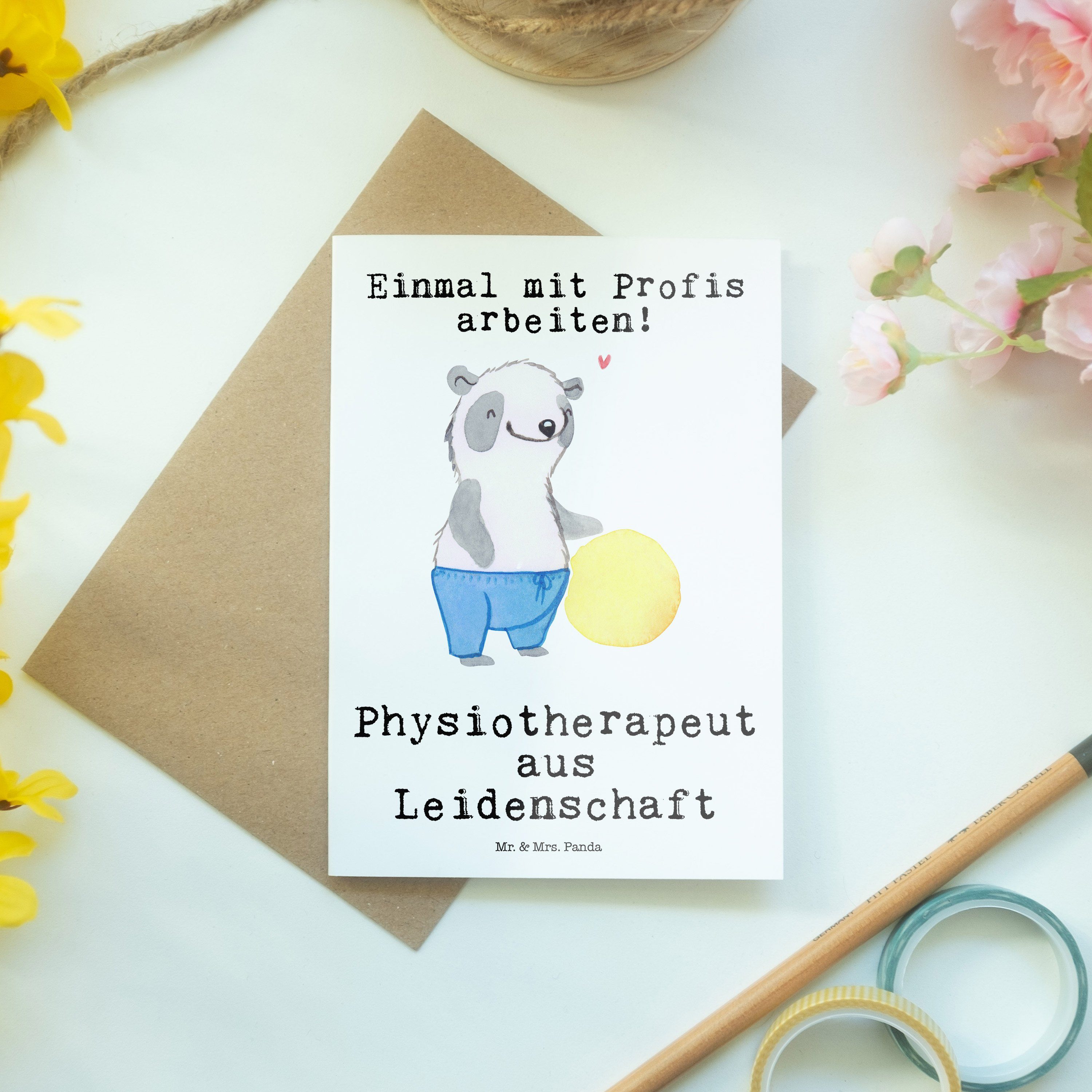 Mr. & Karte, - Physiotherapeut Panda - Jub Grußkarte Weiß Leidenschaft Danke, Geschenk, aus Mrs
