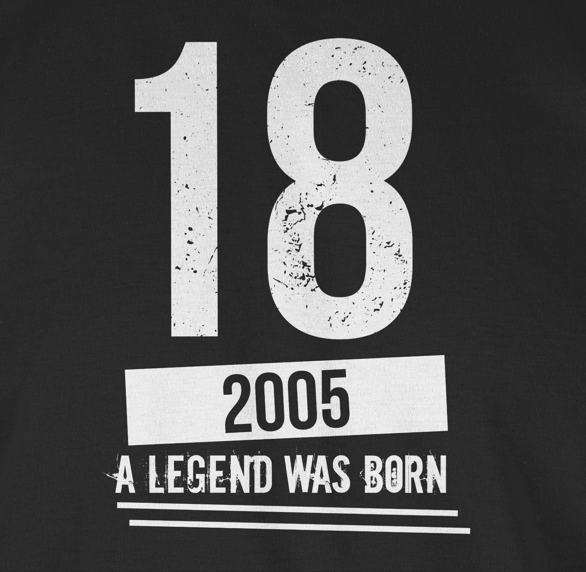 Achtzehnter T-Shirt 18. Schwarz Geburtstag Geburtstag 2005 Shirtracer 01