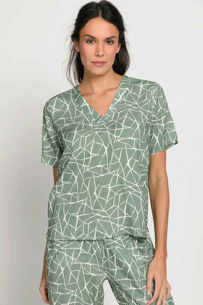 Gina Laura Tunika Bluse Grafik Print V-Ausschnitt Halbarm