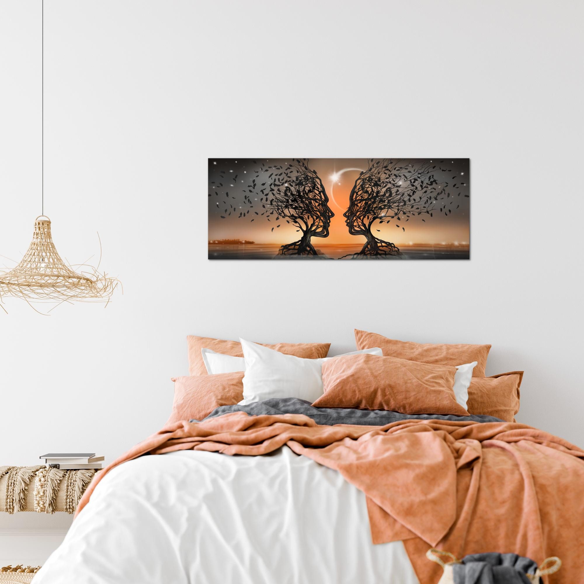 Runa Art Wandbild Liebespaar Abstrakt Bild Wohnzimmer Schlafzimmer Deko 100x40 cm