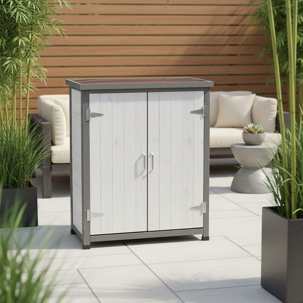Feel2Home Gerätehaus Gartenschuppen Geräteschrank Gerätehaus Weiß Aufbewahrungsschrank