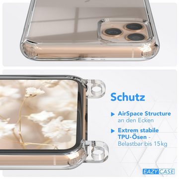 EAZY CASE Handykette Boho Umhängeband für Apple iPhone 11 Pro Max 6,5 Zoll, Hülle aus Silikon mit Kettenband Wechselgurt flexibles Trageband Natur
