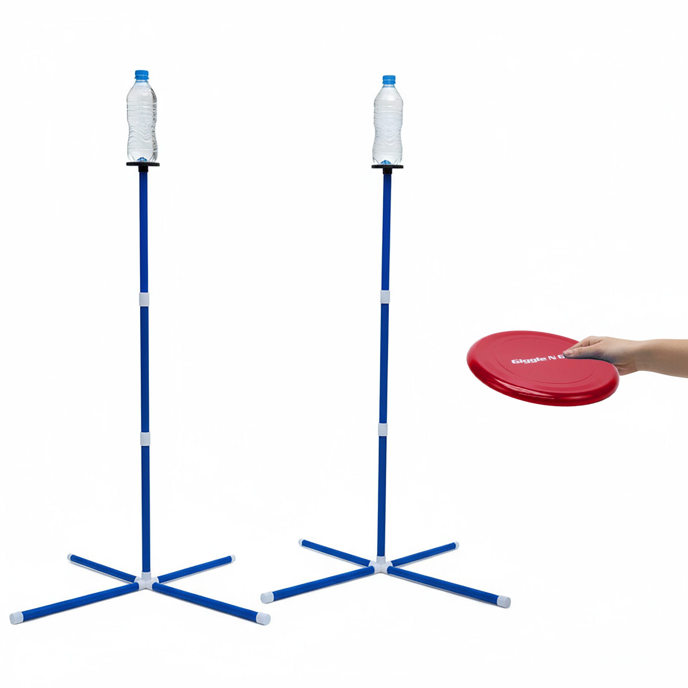 Spetebo Spiel Knock-Off Disc Wurfspiel für drinnen und draußen - 3-teilig, Geschicklichkeitsspiel, inklusive 4 Metall Heringe