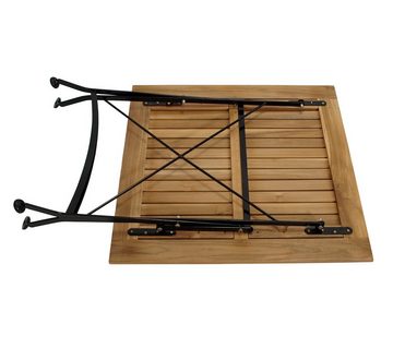 DEGAMO Gartentisch JAKARTA (1-St), 75x75cm, Gestell Flachstahl schwarz, Belattung Teak