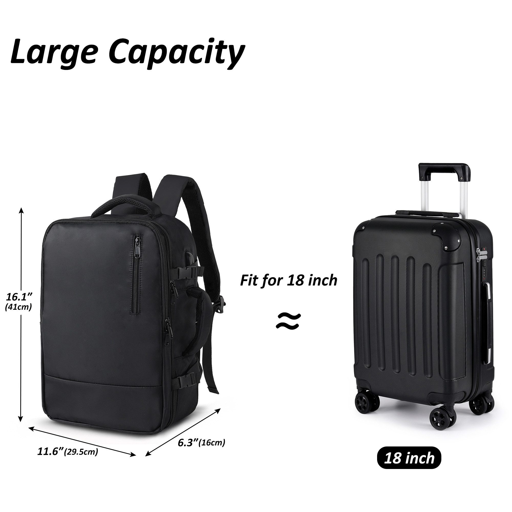 TAN.TOMI Cityrucksack Rucksack Wasserdichter Backpack Schultasche mit Laptopfach, Handgepäck Rucksack Für Flugzeug Unter Sitzplatz Tasche – Bild 3 von 5
