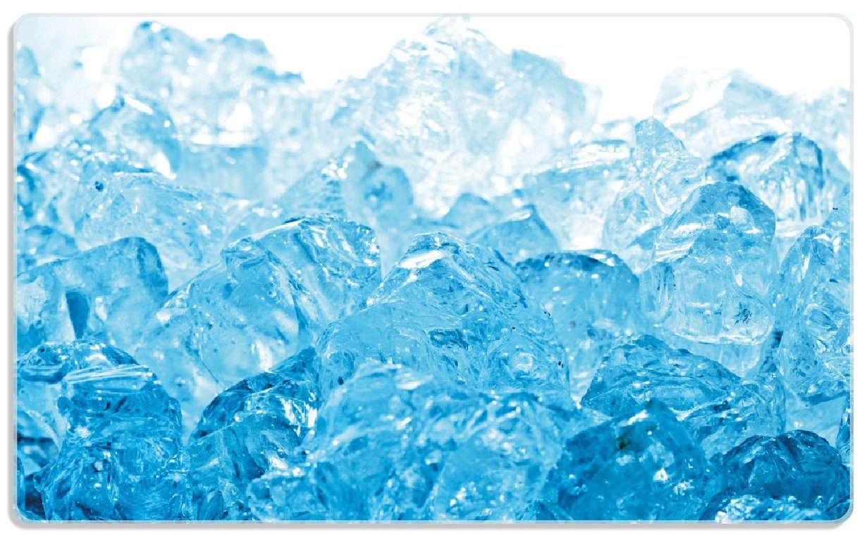 Wallario Frühstücksbrett Leuchtendes Eis in blau, ESG-Sicherheitsglas, (inkl. rutschfester Gummifüße 4mm, 1-St), 14x23cm