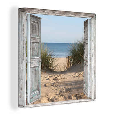 OneMillionCanvasses® Leinwandbild Düne - Strand - Aussicht - Sommer, (1 St), Leinwand Bilder für Wohnzimmer Schlafzimmer